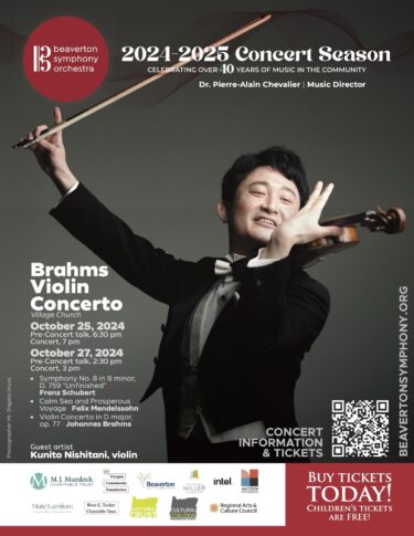 Join Us for the Beaverton Symphony Orchestra’s Fall Concert 2024, Featuring Violinist Kunito Nishitani (Kuni)!